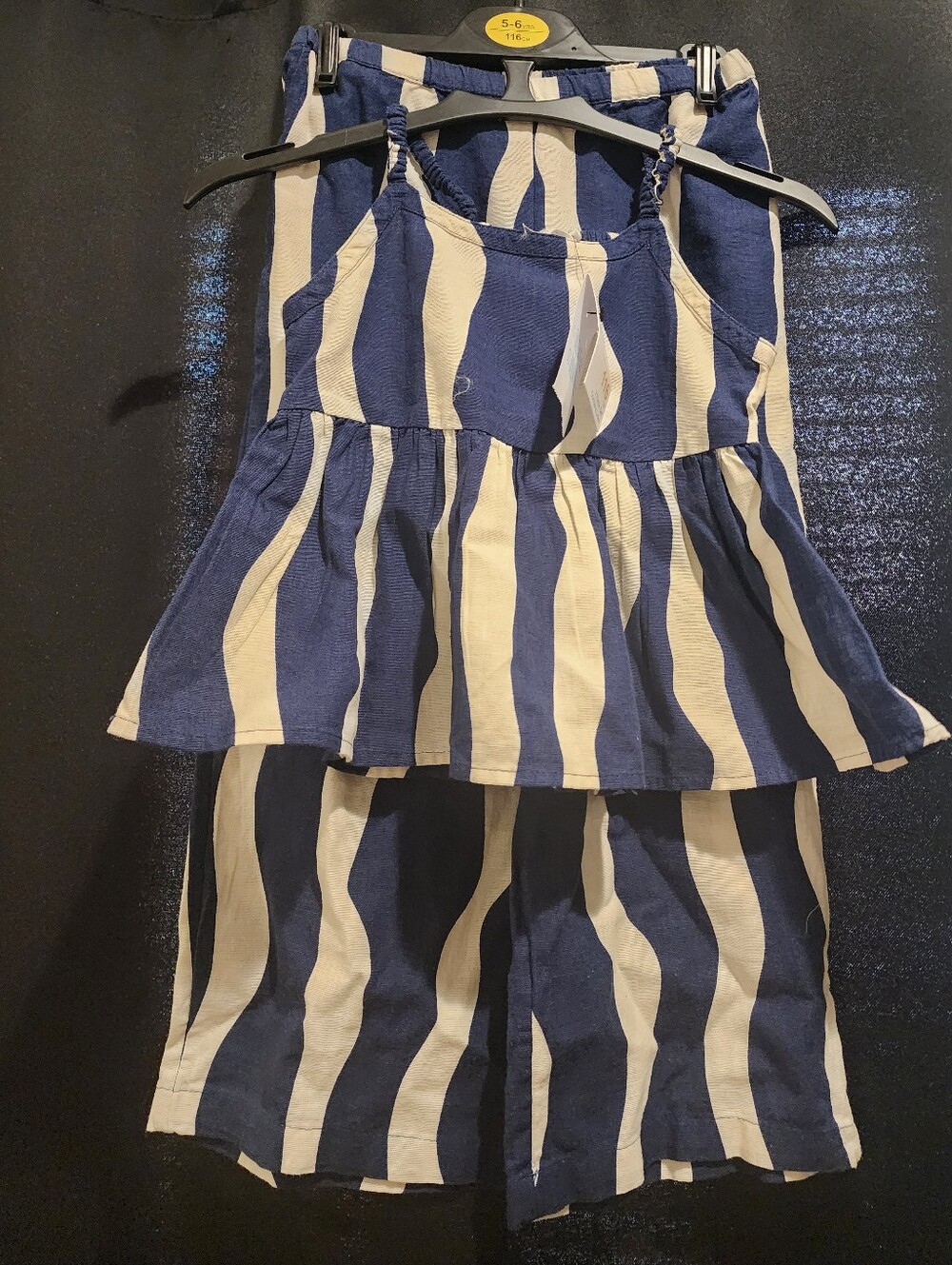 2 Piece Striped Blue & White Matching Set
